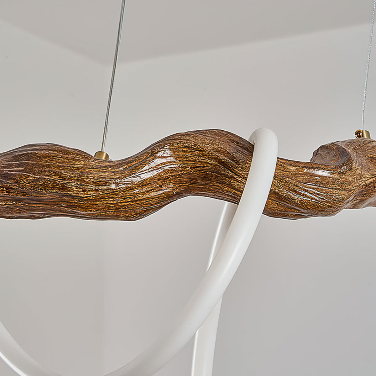 Sculpted Branch Wood-Look Linear Chandelier