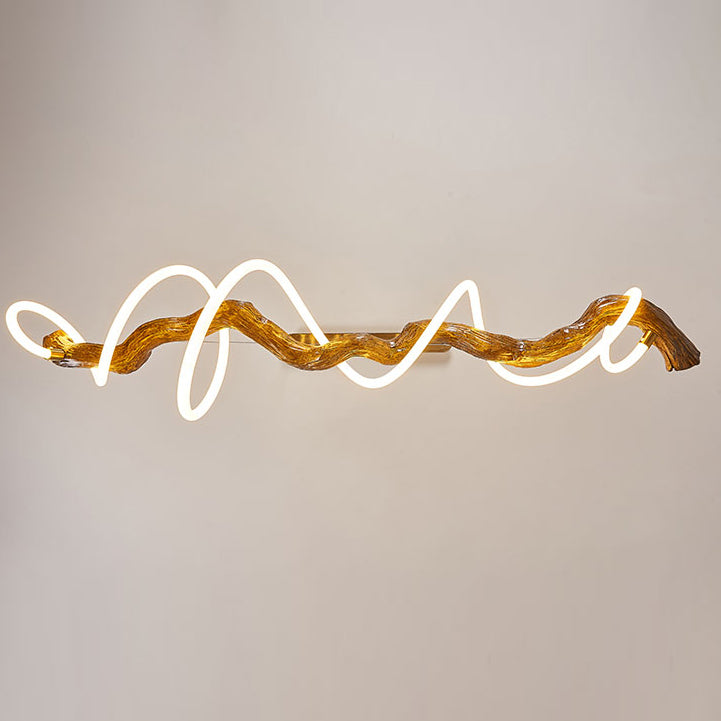 Sculpted Branch Wood-Look Linear Chandelier