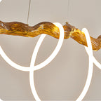 Sculpted Branch Wood-Look Linear Chandelier
