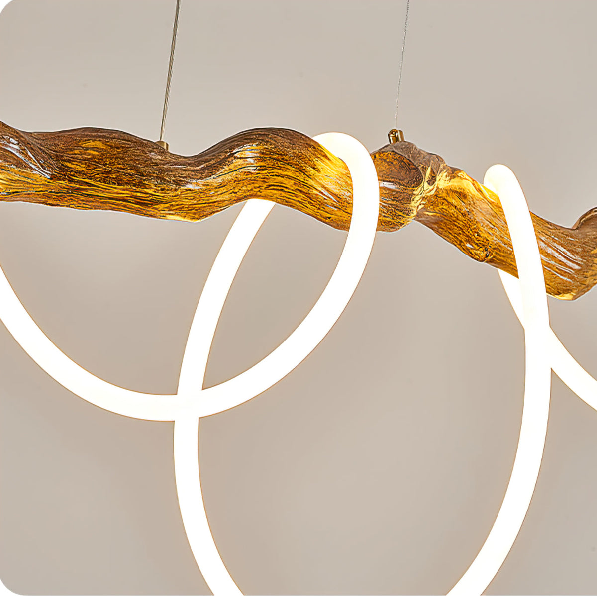 Sculpted Branch Wood-Look Linear Chandelier