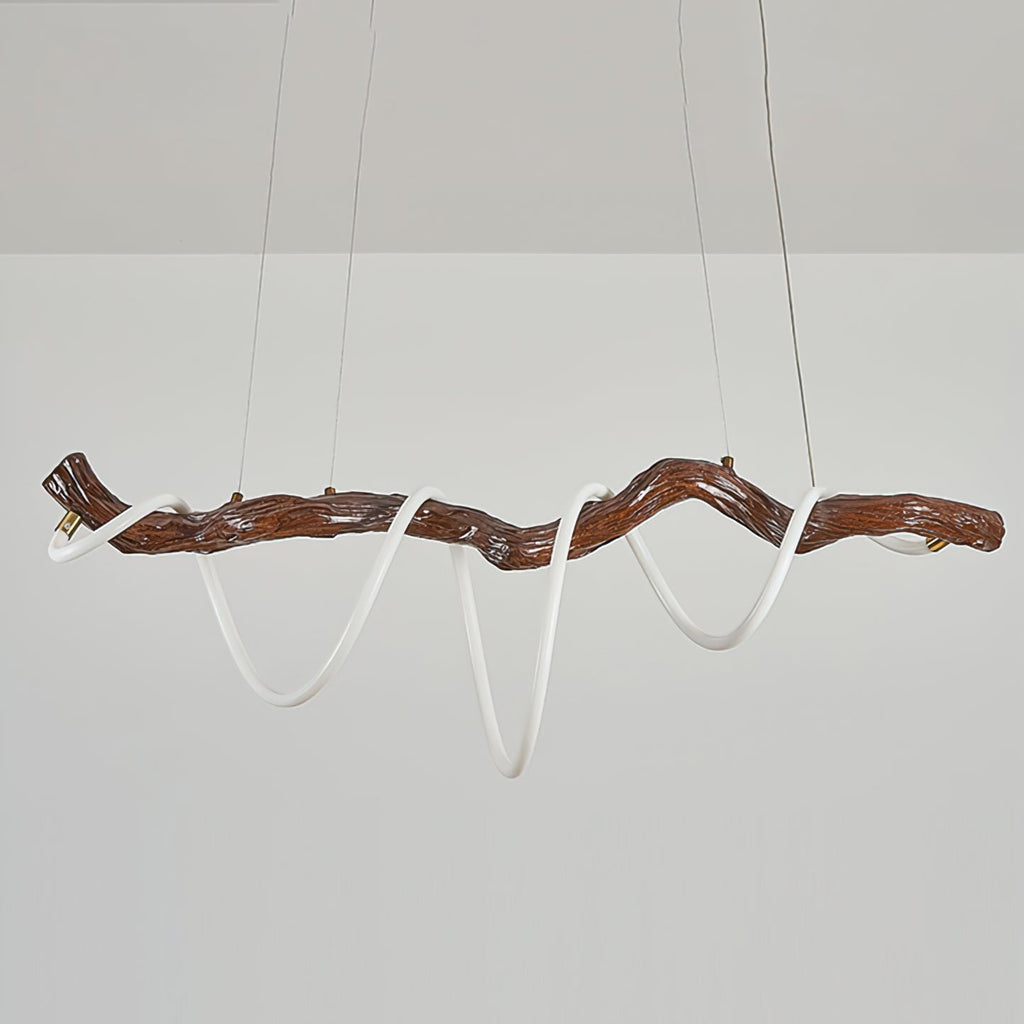 Sculpted Branch Wood-Look Linear Chandelier
