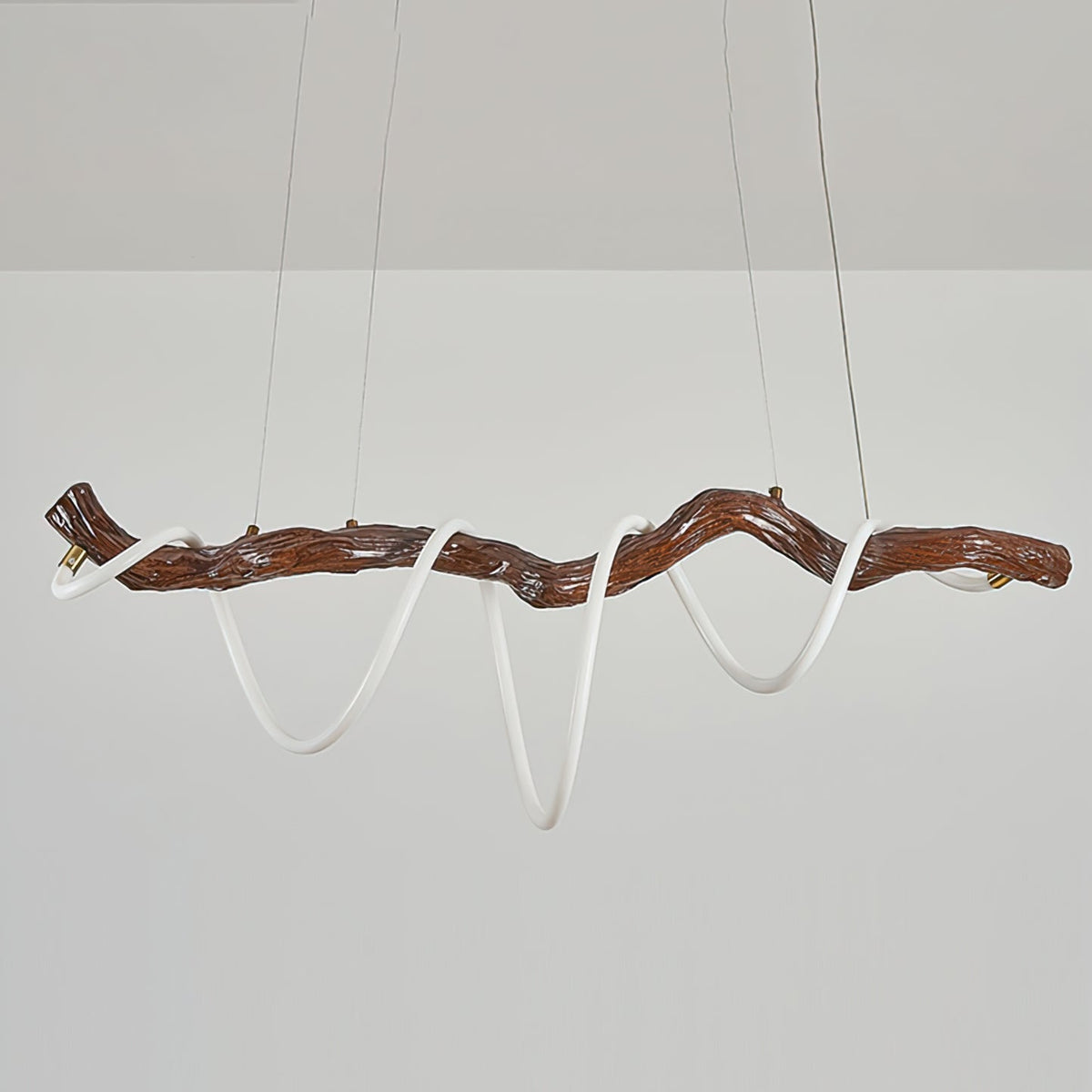 Sculpted Branch Wood-Look Linear Chandelier