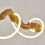 Sculpted Branch Wood-Look Linear Chandelier