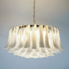 Modern Petals White Murano Chandelier detail view