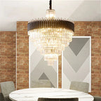 Fyu Modern Large Black and Gold Glass Chandelier - Bling Lighting Studio