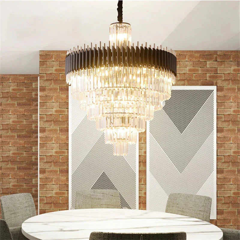Fyu Modern Large Black and Gold Glass Chandelier - Bling Lighting Studio