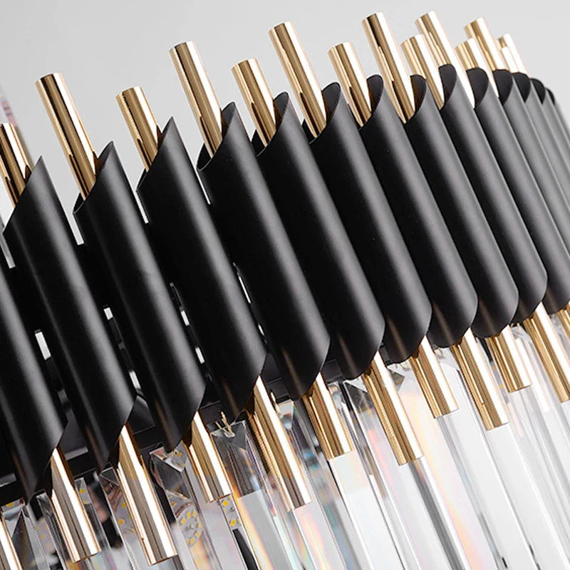 Fyu Modern Large Black and Gold Glass Chandelier - Bling Lighting Studio