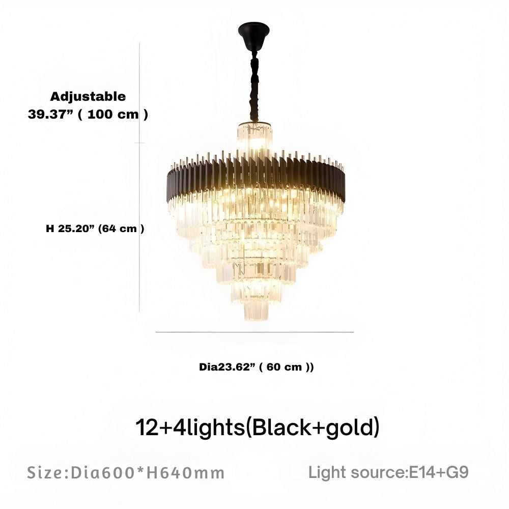 Fyu Modern Large Black and Gold Glass Chandelier - Bling Lighting Studio