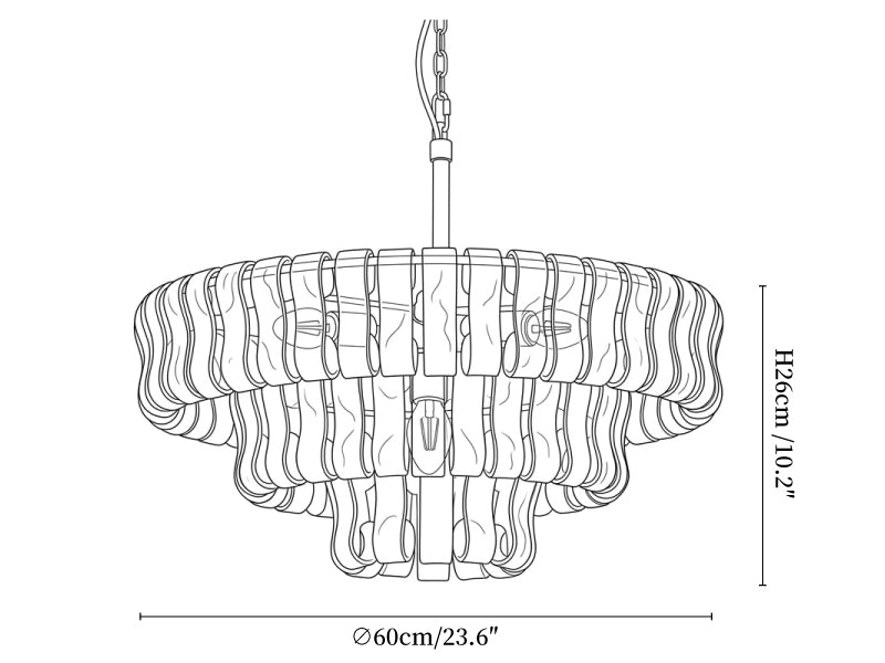 Ghiaccio Round Murano-Style Glass Chandelier 36" 48" 60"