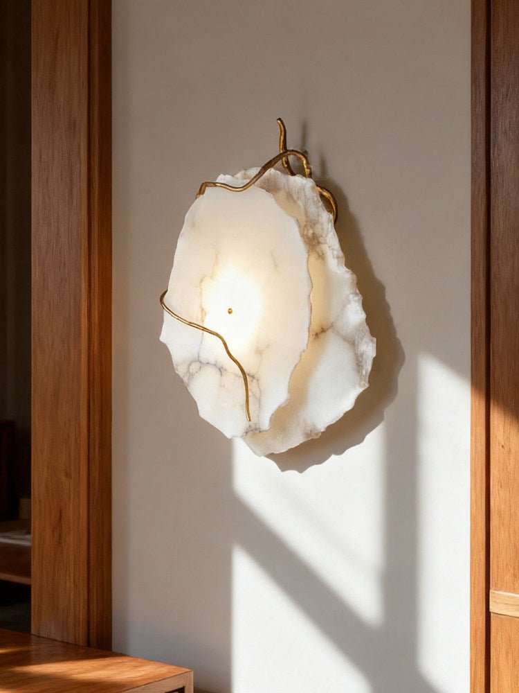 Gilded Branch Alabaster Wall Lamp by Bling Lighting Studio