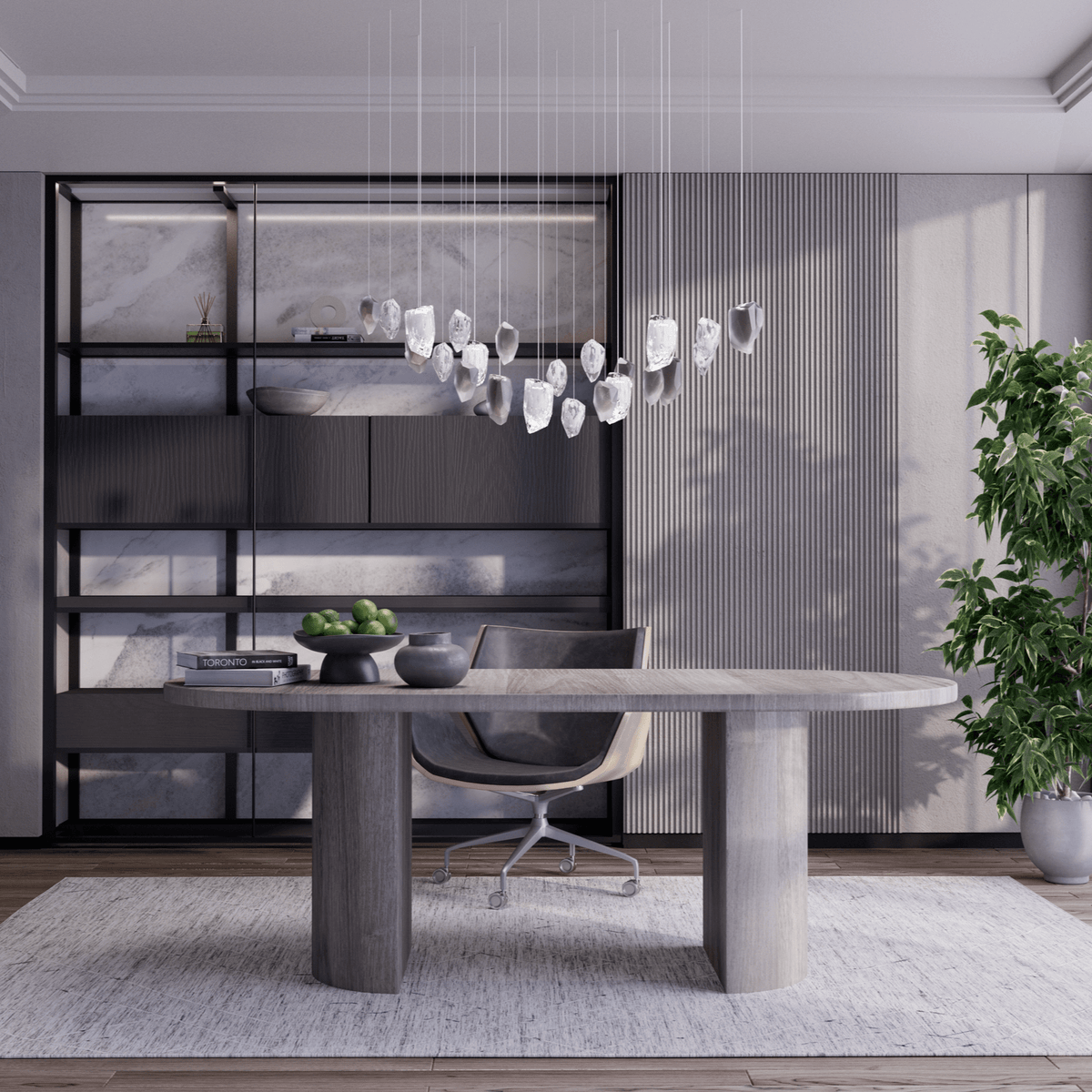 Glacier Custom Chandelier chandelier in a tall interior
