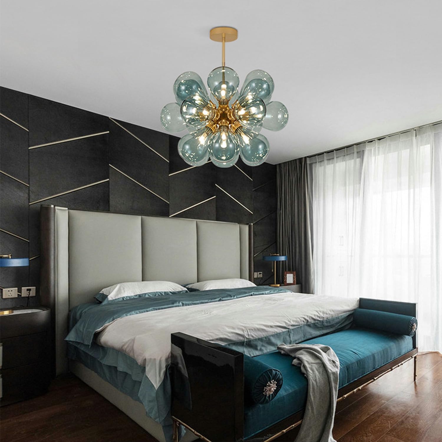 Glass Bubble Ceiling Light Pink & Blue & White - Bling Lighting Studio