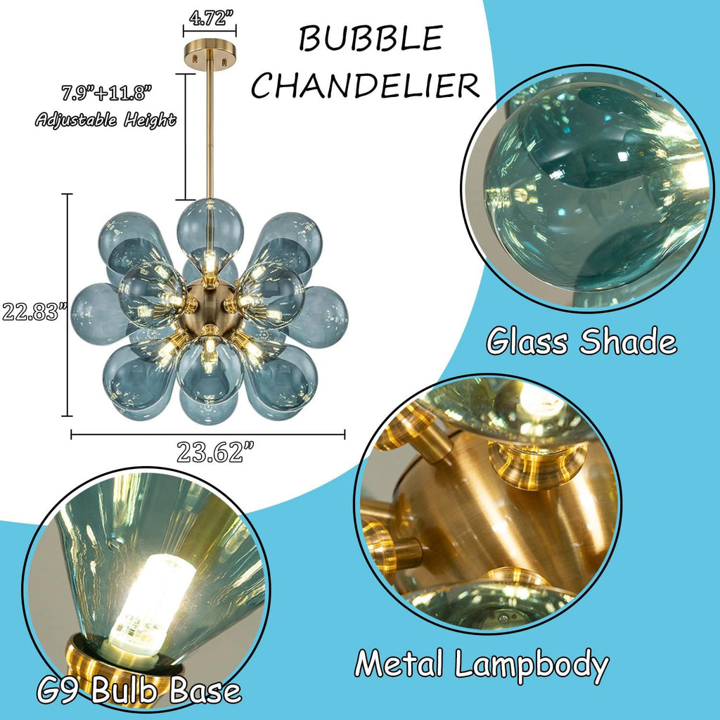 Glass Bubble Ceiling Light Pink & Blue & White - Bling Lighting Studio
