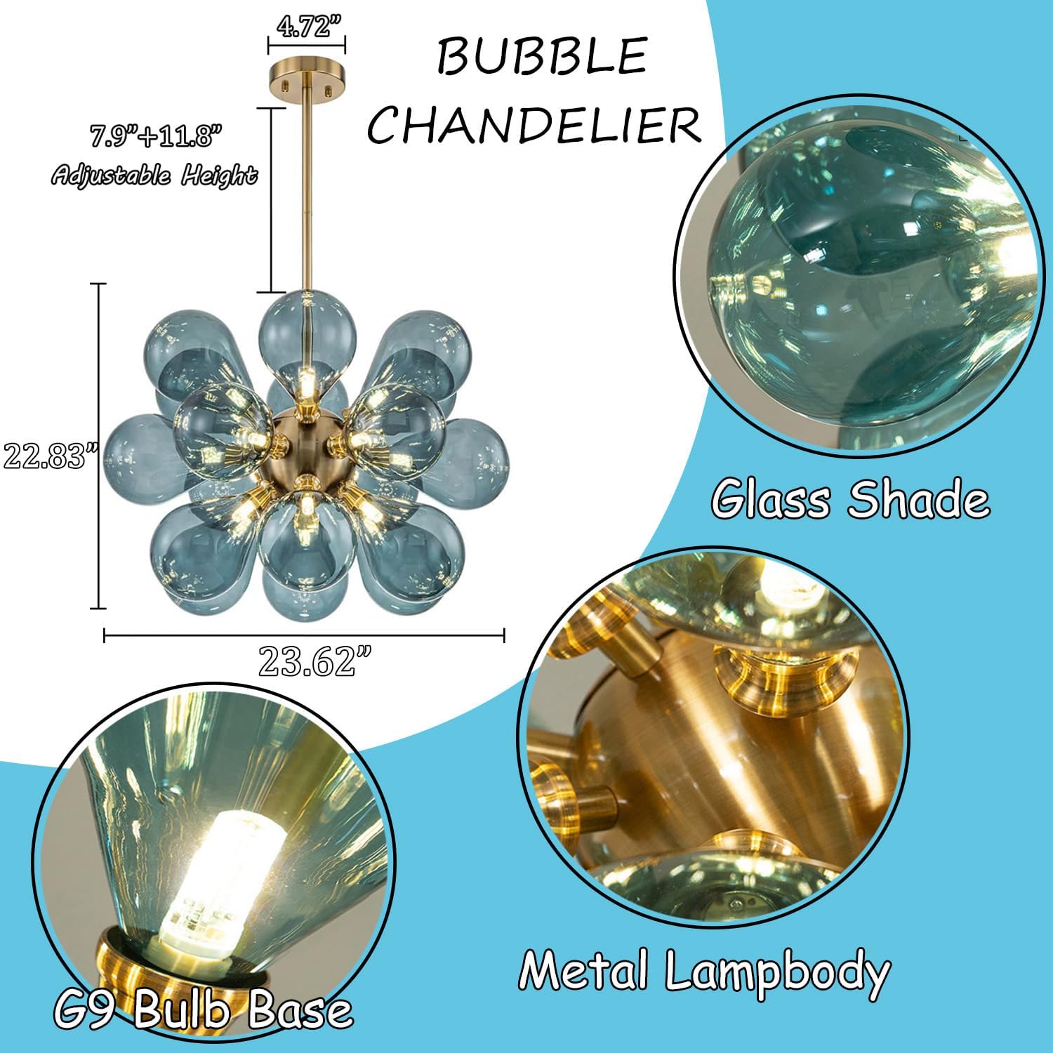 Glass Bubble Ceiling Light Pink & Blue & White - Bling Lighting Studio
