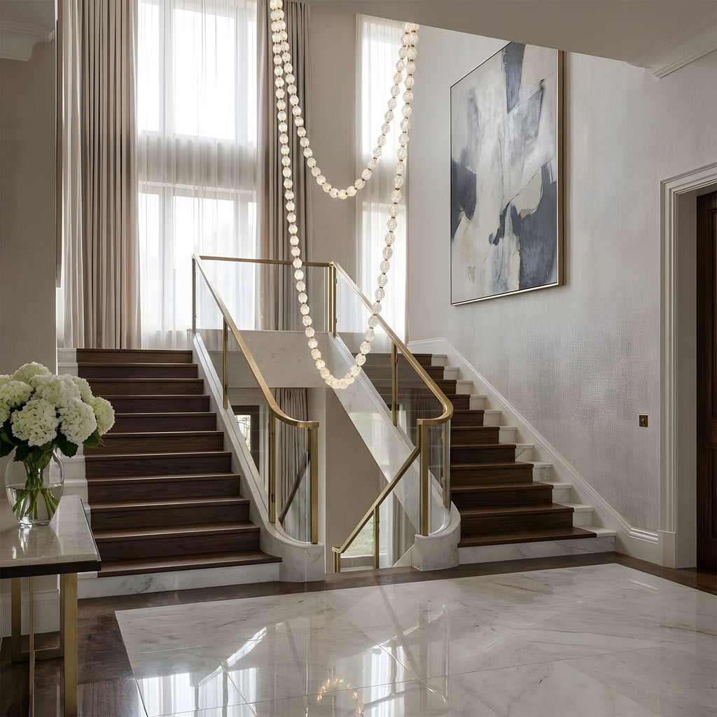 Riviere Glass Chain Chandelier product and installation detail 11