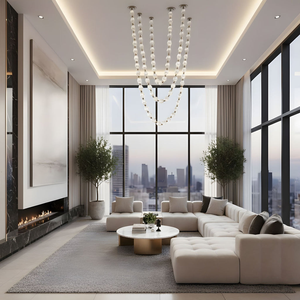 Riviere Glass Chain Chandelier product and installation detail 14