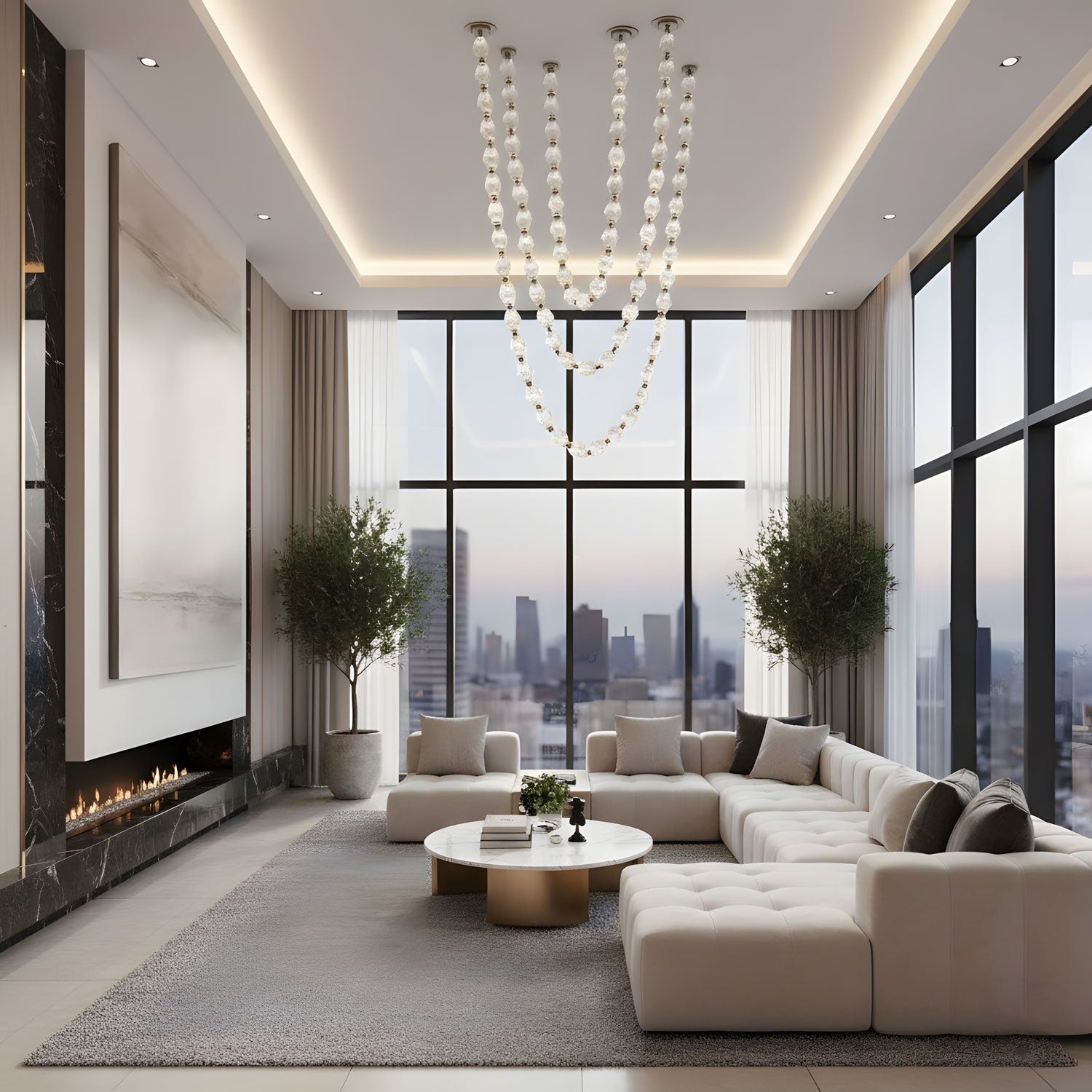 Riviere Glass Chain Chandelier product and installation detail 14