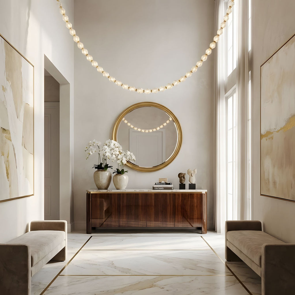 Riviere Glass Chain Chandelier product and installation detail 09