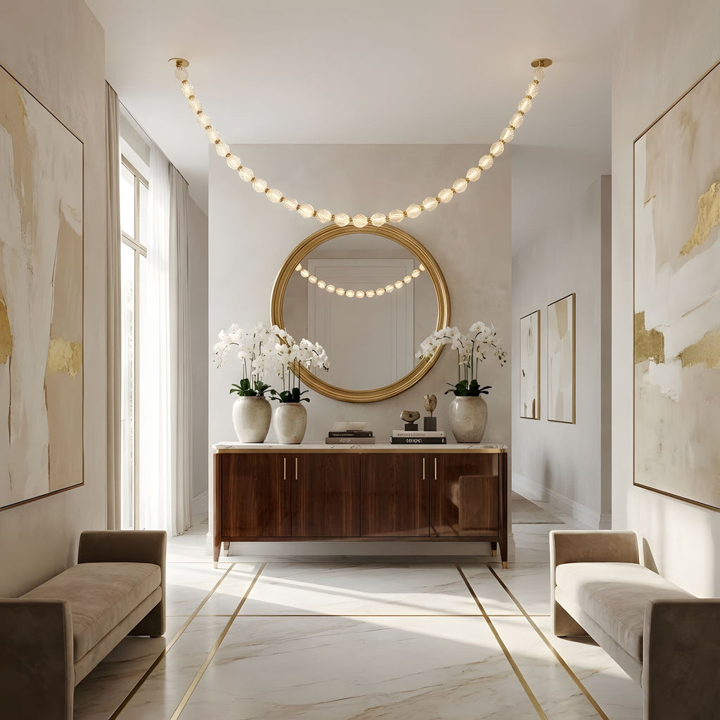 Riviere Glass Chain Chandelier product and installation detail 07