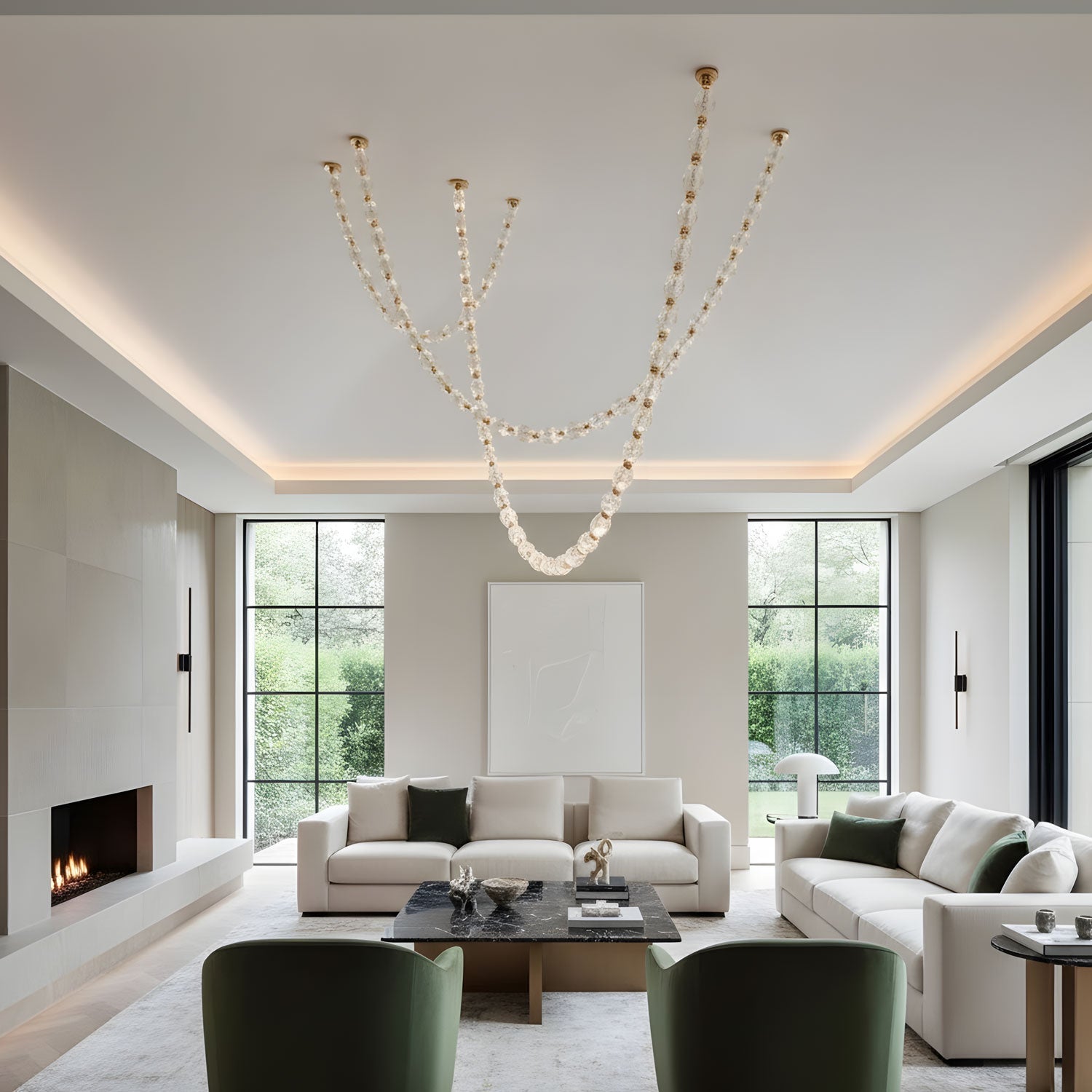 Riviere Glass Chain Chandelier product and installation detail 10