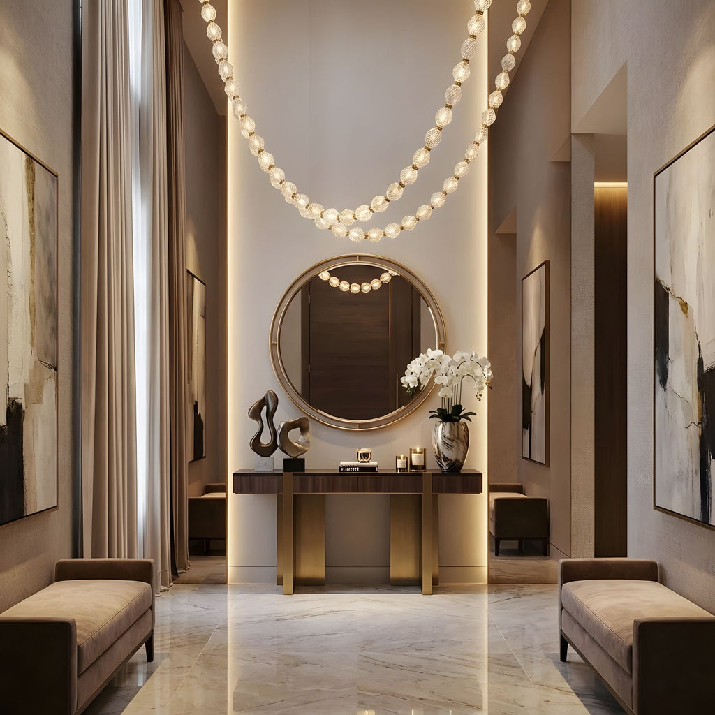 Riviere Glass Chain Chandelier product and installation detail 13