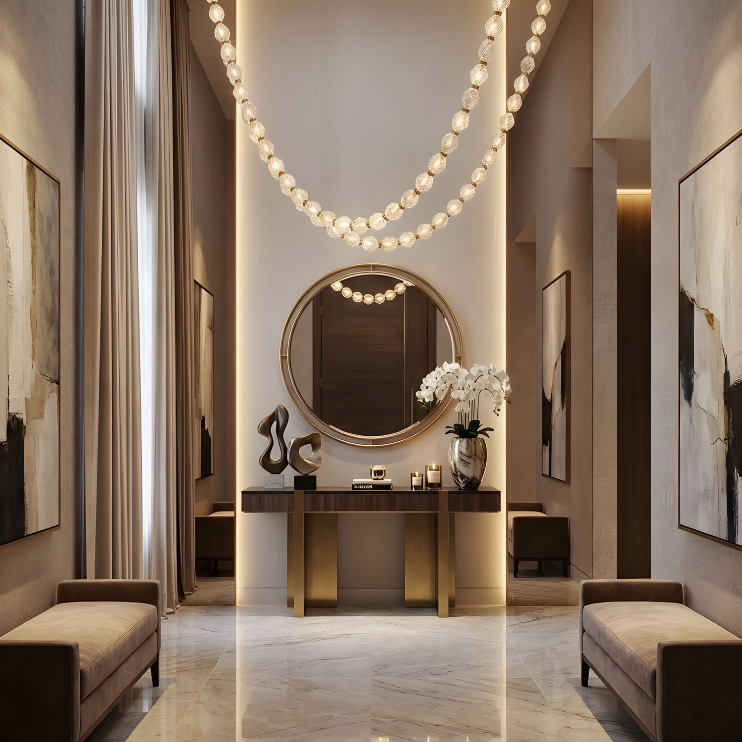 Riviere Glass Chain Chandelier product and installation detail 13