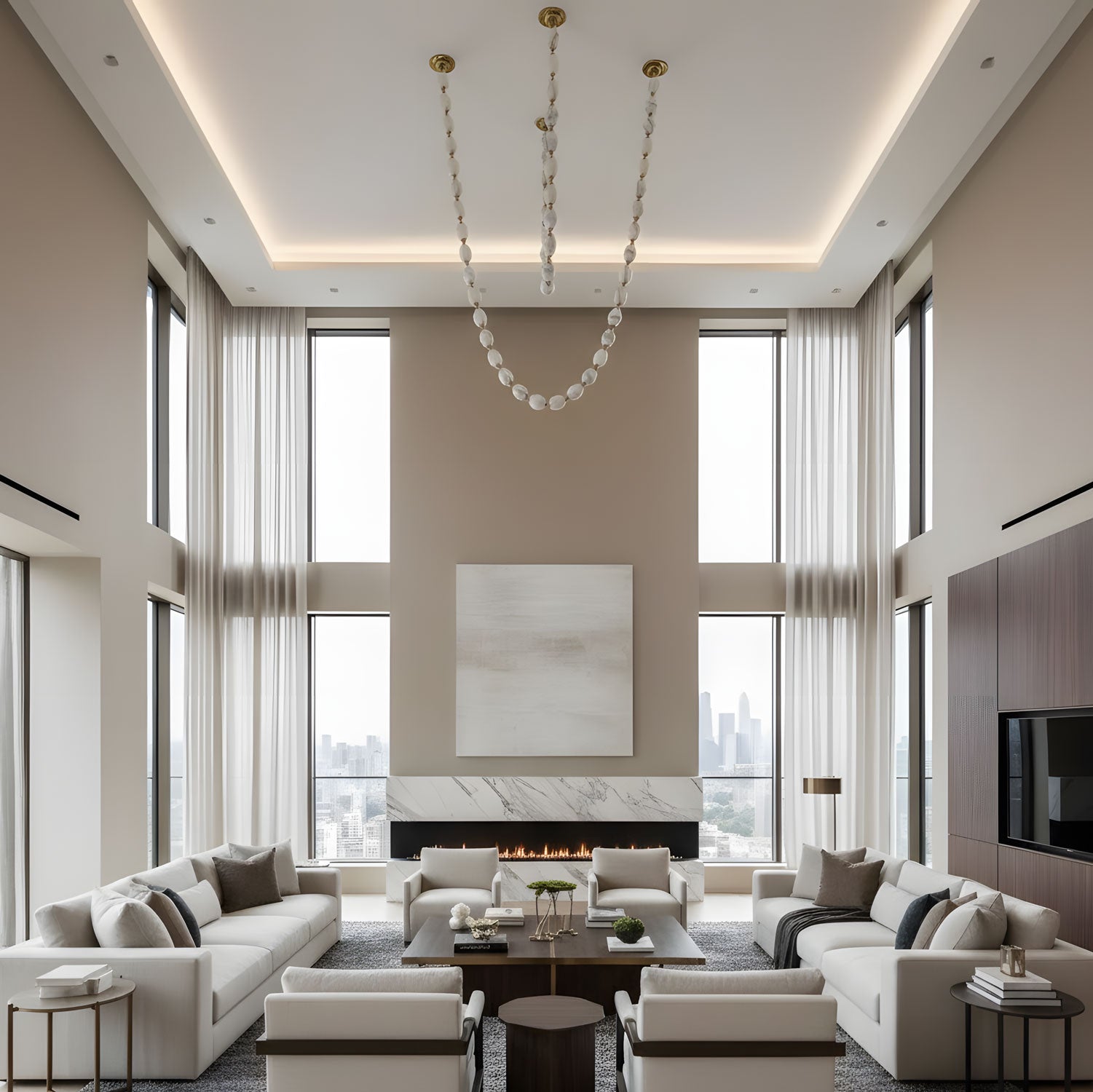 Riviere Glass Chain Chandelier product and installation detail 30