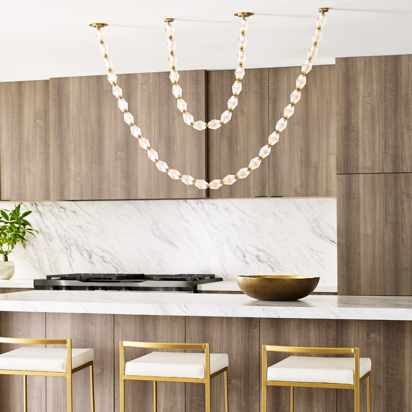 Riviere Glass Chain Chandelier product and installation detail 21