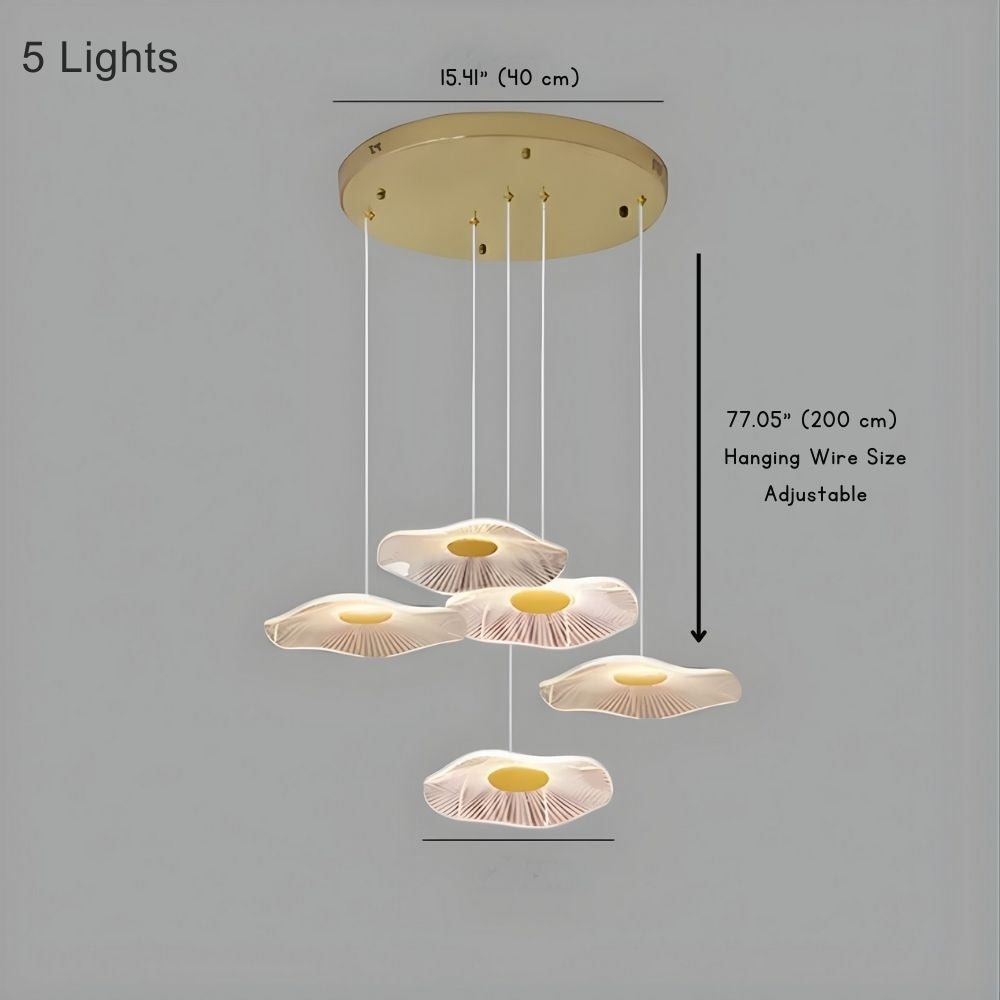 Gold Acrylic Flower Led Chandelier For Stairwell, Staircase for high ceiling staircase and foyer lighting