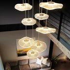 Gold Acrylic Flower Led Chandelier For Stairwell, Staircase for high ceiling staircase and foyer lighting
