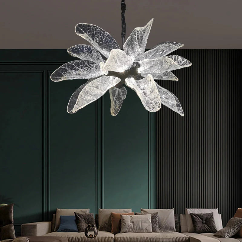 Milen Modern Crystal Leaf Chandelier - Black/Gold - Bling Lighting Studio