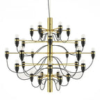 Gino Sarfatti Style Led Pendant Chandelier Black/Silver/Gold for high ceiling staircase and foyer lighting