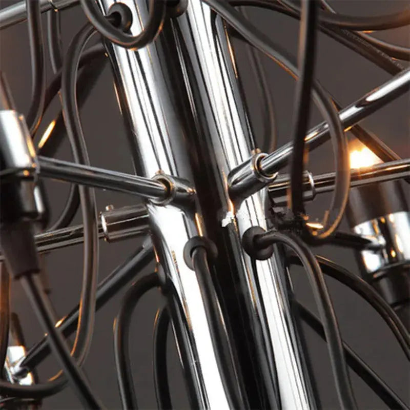 Gino Sarfatti Style Led Pendant Chandelier Black/Silver/Gold for high ceiling staircase and foyer lighting