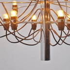 Gino Sarfatti Style Led Pendant Chandelier Black/Silver/Gold for high ceiling staircase and foyer lighting