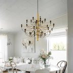 Gino Sarfatti Style Led Pendant Chandelier Black/Silver/Gold for high ceiling staircase and foyer lighting
