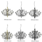 Gino Sarfatti Style Led Pendant Chandelier Black/Silver/Gold for high ceiling staircase and foyer lighting