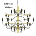 Gino Sarfatti Style Led Pendant Chandelier Black/Silver/Gold for high ceiling staircase and foyer lighting