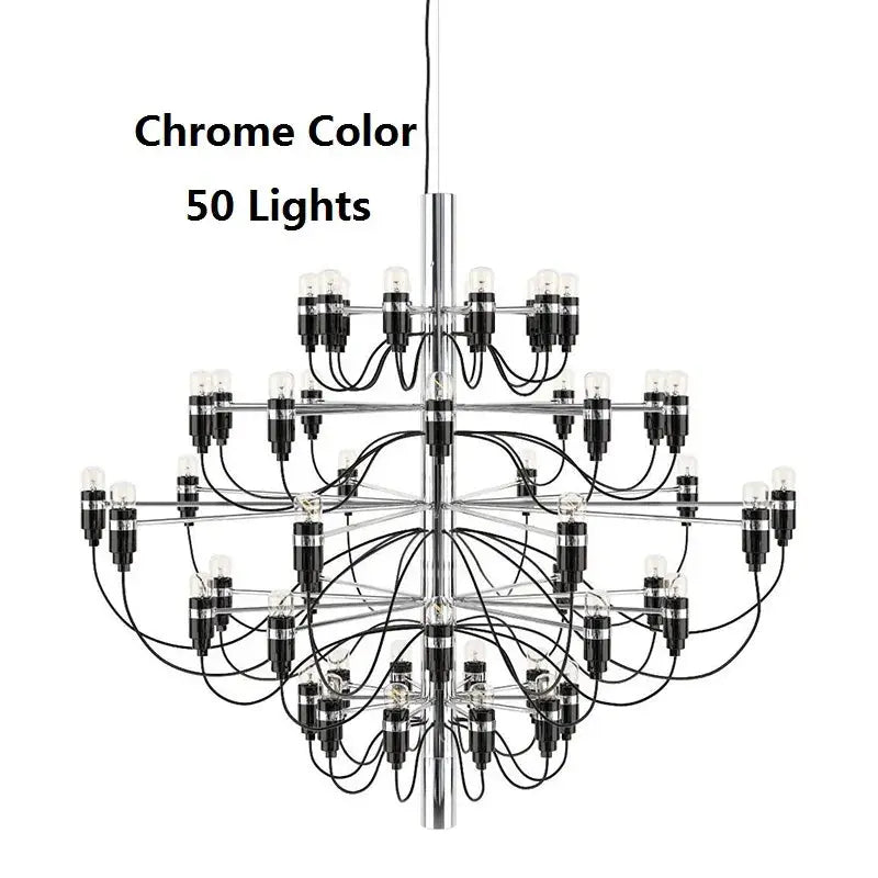 Gino Sarfatti Style Led Pendant Chandelier Black/Silver/Gold for high ceiling staircase and foyer lighting