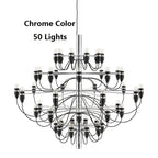 Gino Sarfatti Style Led Pendant Chandelier Black/Silver/Gold for high ceiling staircase and foyer lighting