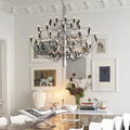 Gino Sarfatti Style Led Pendant Chandelier Black/Silver/Gold for high ceiling staircase and foyer lighting