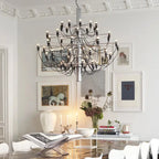 Gino Sarfatti Style Led Pendant Chandelier Black/Silver/Gold for high ceiling staircase and foyer lighting
