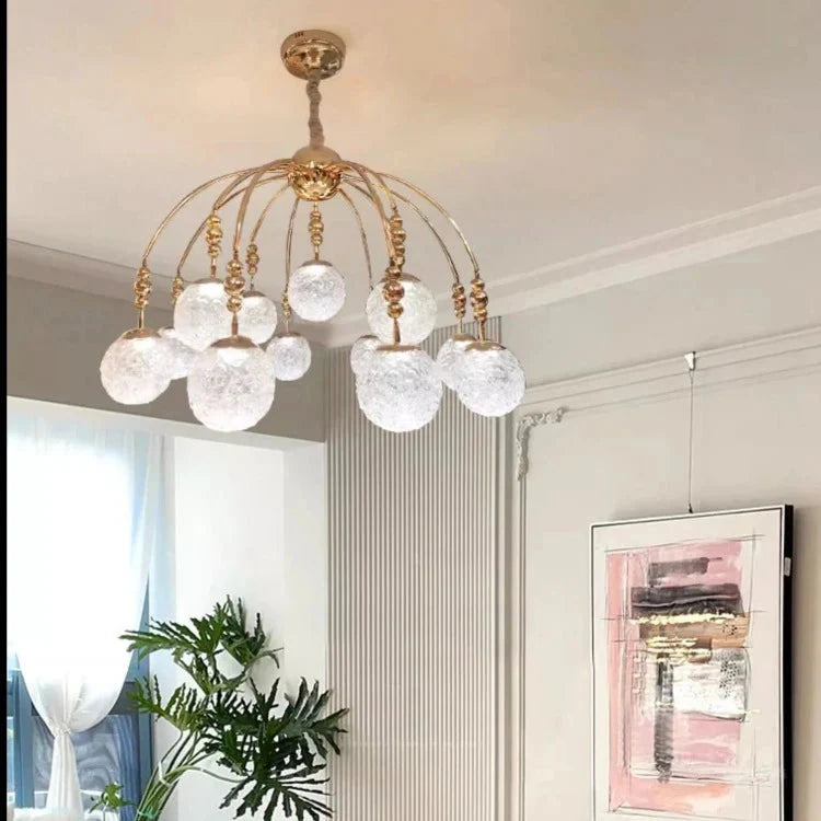 Gold Bubble Glass Pendant Light - Flush Mount Chandelier - Bling Lighting Studio