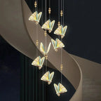 Gold Butterfly Led Chandelier for Staircase&Foyer&Living Room for high ceiling staircase and foyer lighting