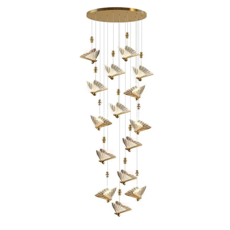 Gold Butterfly Led Chandelier for Staircase&Foyer&Living Room for high ceiling staircase and foyer lighting