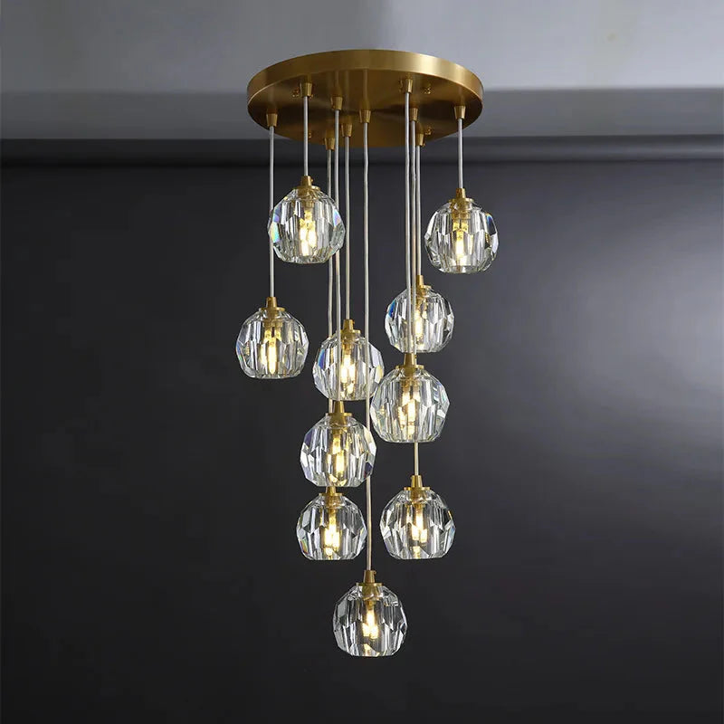 Gold Crystal Ball Chandelier for High Ceiling & Staircase for high ceiling staircase and foyer lighting