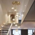 Gold Crystal Ball Chandelier for High Ceiling & Staircase for high ceiling staircase and foyer lighting