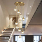 Gold Crystal Ball Chandelier for High Ceiling & Staircase for high ceiling staircase and foyer lighting