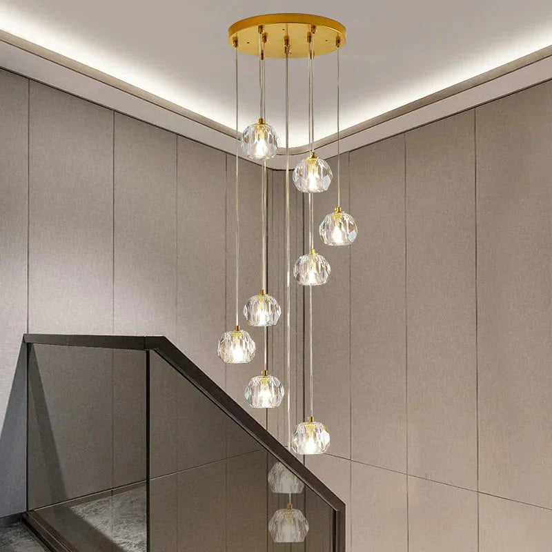Gold Crystal Ball Chandelier for High Ceiling & Staircase for high ceiling staircase and foyer lighting