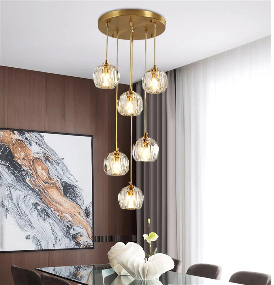 Gold Crystal Ball Chandelier for High Ceiling & Staircase for high ceiling staircase and foyer lighting