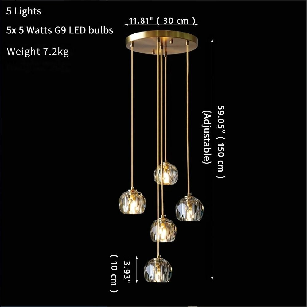 Gold Crystal Ball Chandelier for High Ceiling & Staircase for high ceiling staircase and foyer lighting